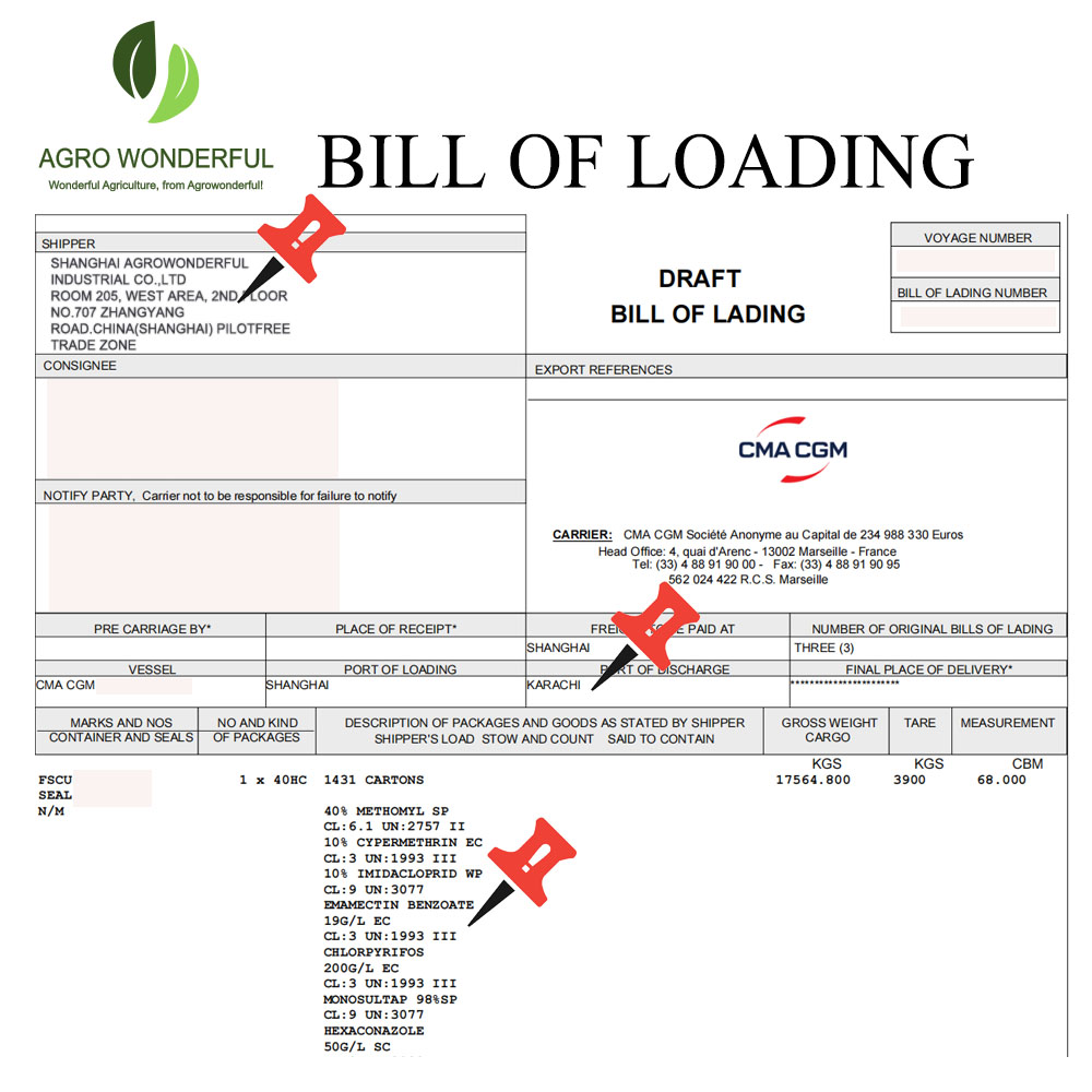 Cartap bill of loading exporter
