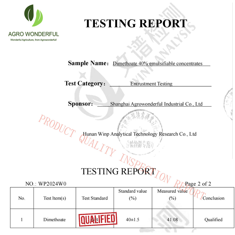 Dimethoate 40% test report qualified